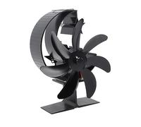FTVOGUE Ventilateur de Poêle alimenté par la Chaleur, Ventilateur de Brûleur à Bûches Silencieux en Aluminium à 7 Pales pour Poêle à Bois et Cheminée, Circulation d'air Efficace pour un Usage (BLACK)