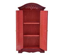 FTVOGUE Vintage en Bois Dollhouse Mini Garde-Robe à Double Porte 1/12 Accessoires de Maison de Poupée à L'échelle en Bois Meubles Accessoires de Maison de Poupée (Bourgogne)