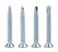 FTVOGUE Vis Autoperceuses à Tête Plate M4.2, 50 Pièces, Vis Autotaraudeuses à Tête Plate en Métal pour la Fixation des Carreaux en Acier coloré (M4.2 * 25 (50 pièces))