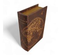 FTWdesign Petite boîte de rangement en papier marron/doré pour enfants : rangement de bijoux avec couvercle - Le livre comme rangement de cachette