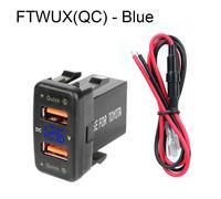 (FTWUX(QC) Blue) 12-24v Voltmeter Dual Usb Qc Car Socket Charger Quick Charge For Mobile Phone Fast Charge Led Car Accessories Power