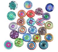 FTXanty 24 Pcs Aimants pour Réfrigérateur Aimants Photo Décoratifs Colores Ronds 30mm Cabochons en Verre Motif Mandala Aimants 3D pour Réfrigérateur Magnétique Tableau DIY