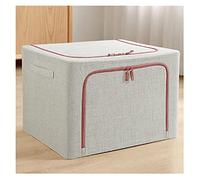 FTYEBDNC Boîte de Rangement Empilable En Lin-Coton, Cube Pliable Pour La Chambre À Coucher, Utilisé Pour Stocker Des Vêtements, Des Livres, Des Souvenirs/Khaki/55L