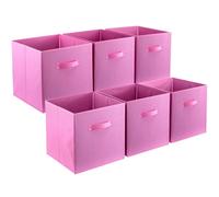FTYEBDNC Boîtes de Stockage de Cube de 6 Pièces, Boîte Pliable de L'Organisateur de Cubes de Tissu Pour Les Livres de Vêtements Boîtes de Stockage À Domicile/Pink/33 * 33 * 34Cm