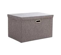 FTYEBDNC Grand Stockage de Vêtements Avec Couvercle, Organisateur de Garde-Robe Cube de Lin Pliable/Gray/50 * 35 * 31 Cm