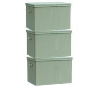 FTYEBDNC Stockage de Linge de Lit de 3Pcs Avec Couvercles, Boîtes de Stockage de Tissu Pour Armoires Et Étagères/Green/L60 * W42 * H40Cm