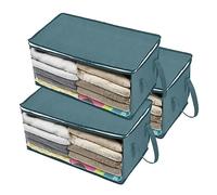 FTYEBDNC Storage Basket 3Pcs under Bed Wardrobe Storage Bag, Underbed Clothes Bduvet Shoe Organiser Closet/Blue/L58 X W30 X H31Cm