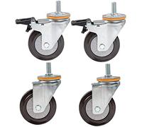 FTYYSWL 4 roulettes robustes M14 M16 filetées en caoutchouc silencieuses universelles pivotantes 400 kg Chariot de transport industriel avec frein pour Dini