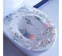 FTYYSWL Abattant de toilette en résine, abattant de toilette transparent, solide et durable, couleurs vives, convient à la plupart des toilettes, facile à retirer et à installer - Transparent_seaweed