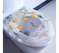 FTYYSWL Abattant de toilette en résine, siège de toilette transparent, solide et durable, couleurs vives, convient à la plupart des toilettes, facile à enlever et à installer, transparent, jaune