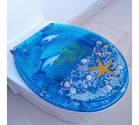 FTYYSWL Abattant WC antibactérien en en résine avec fermeture en douceur, avec fixation supérieure et dégagement rapide, installation facile, nettoyage facile - Dauphin bleu