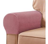 FUAAOLIY Lot de 2 housses d'accoudoirs extensibles pour chaises et canapés, en élasthanne, antidérapantes, lavables pour fauteuil inclinable (rose)