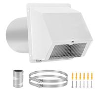 Fuairmee Grille d'aération murale à capuche de 20,3 cm avec écran et amortisseur, grille d'aération murale extérieure pour cuisine, hotte aspirante, sèche linge sans bruit, acier galvanisé, blanc