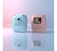 FUANA Appareil photo à impression instantanée pour enfants avec carte mémoire de 32 Go pour impression sans encre, lot de 3 papiers photo, autocollant et pinceau, câble pour écouteurs bleu