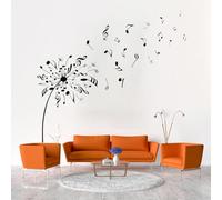 FUANA Autocollant mural en vinyle avec motif fleur de musique pour note 97 x 85 cm, décoration intérieure, murs, verre, miroirs et meubles en PVC amovible pour art