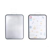 FUANA Bloc à découper double face en acier 304 antidérapant 42 x 29 cm | Acier 304 pour viande, PP pour légumes, rainure de jus de 200 ml, bords antidérapants en TPR, facile à nettoyer