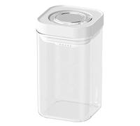 FUANA Bocal de rangement hermétique de 2300 ml avec couvercle à bouton et minuterie, boîte de séchage intégrée, empilable en BPA, pour aliments secs, pour aliments de base de garde-manger, blanc +