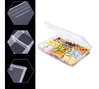 FUANA Boîte à goûter avec 18 grilles amovibles pour enfants, 3 boîtes de rangement portables, 20,1 x 14,8 x 2,8 cm, boîtes Bento en plastique PP transparent pour l'école, les voyages et l'organisation