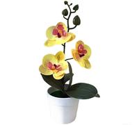 FUANA Bonsaï d'orchidée artificielle pour décoration d'intérieur avec simulation 3D précise pour améliorer l'espace de vie moderne (jaune)