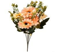 FUANA Bouquet de marguerites artificielles de souci - 7 têtes de chrysanthèmes en soie - 34 cm - Décoration d'intérieur pour mariage, décoration d'intérieur, accessoire de photographie (rose pêche)