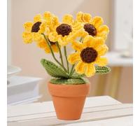 FUANA Bouquet tissé à la main avec petites marguerites en pot