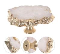 FUANA Bouton pour armoire, armoire, commode, tiroir, armoire - Motif tranche de géode avec pièce en cristal, base en laiton - 6 x 4,9 x 2,5 cm (lot de 1) serrure de porte