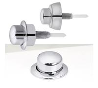FUANA Bouton poussoir pour WC Siamp 49, chasse d'eau simple Argenté | Siamp 49 Bouchon de valve de chasse d'eau simple de rechange avec design chromé robuste