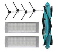 FUANA Brosse principale latérale de rechange et kit de filtre pour Cecotec Conga 11090, 1 brosse centrale, 2 filtres et 4 brosses latérales
