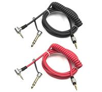 FUANA Câble audio auxiliaire 3,5 mm pour casque Beats Pro Detox, cordon à ressort extensible de 1,5 m avec connecteurs en forme de L, pour câble d'écouteurs jack 6,5 mm