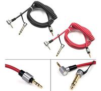 FUANA Câble audio auxiliaire 3,5 mm pour casque Beats Pro Detox, mâle stéréo 6,5 mm vers 3,5 mm, extensible jusqu'à 1,5 m, connecteur en forme de L, câble d'écouteurs noir/rouge