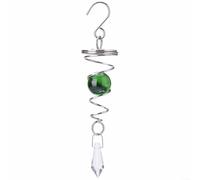 FUANA Carillon éolien en spirale en forme de boule de cristal, décoration de jardin en acier inoxydable à suspendre pour extérieur, terrasse, pelouse, cour, bleu réfléchissant (vert)