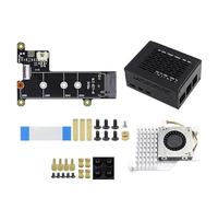 FUANA Carte d'extension SSD M.2 NVMe Raspberry Pi 5 - Adaptateur PCIe vers M.2 2280 pour stockage haute vitesse, compatible avec Raspberry Pi 5 X1001 + ventilateur