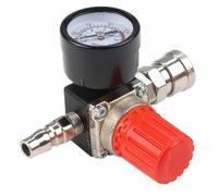FUANA Compresseur d'air 1/4" Valve de pression avec manomètre, régulateur jusqu'à 175 psi, régulateur de pression d'air en métal pour systèmes pneumatiques, kit 5 pièces ou 3 pièces 4 trous 2