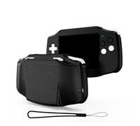 FUANA Coque en silicone pour ANBERNIC RG 34XX, protection antichoc et antidérapante avec prise en main texturée et ajustement personnalisé, câble d'écouteurs noir