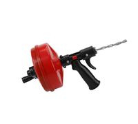 FUANA Déboucheur de canalisations en spirale avec gants, ABS durable et acier au carbone pour enlever les bouchons de cuisine et de salle de bain, rouge et noir 10 m