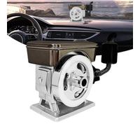 FUANA Désodorisant rotatif à énergie solaire pour voiture avec motif moteur vintage, purificateur de parfum automatique, en ABS et silicone, compatible avec tous les véhicules, argent et noir