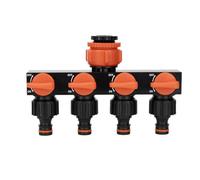 FUANA Distributeur de tuyau d'arrosage 4 voies avec valves marche/arrêt individuelles, compatible avec robinets 1/2", 3/4", 2,5 cm, pour orange