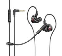 FUANA Écouteurs de jeu filaires avec micro amovible, basses profondes HiFi de 10 mm, écouteurs intra-auriculaires antibruit avec USB-C AUX 3,5 mm pour PC, téléphone, tablette, noir
