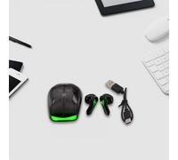 FUANA Écouteurs sans fil avec BT5.3, étanchéité IPX4, affichage de batterie LED, chargement USB-C pour X16PR0, design compact, câble d'écouteurs noir/jaune/blanc