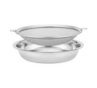 FUANA Ensemble de maillage à usage domestique, plateau filtrant le thé et l'huile en acier inoxydable, diamètre de la base de 20,5 cm, diamètre net de 23,8 cm, hauteur de 4,8 cm, doré et pour acier