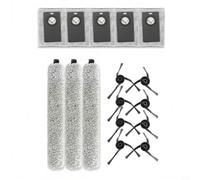 FUANA Ensemble de rechange pour aspirateur robot UWANT U300 et U300Max, 3 balais à rouleaux, 8 brosses latérales, 5 sacs à poussière avec design scellé de 3,3 l et filtre HEPA