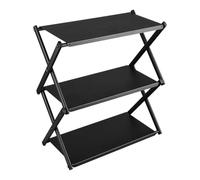 FUANA Étagère de rangement portable à 3 niveaux, pliable et légère, design en acier au carbone pour intérieur et extérieur, 330 x 175 x 365 mm, noir