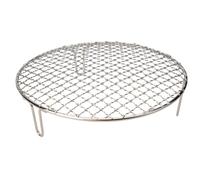 FUANA Grille de barbecue ronde en acier inoxydable pour le camping et la maison 38,1/50,8/63,5/30,5 cm de diamètre, poli miroir, maille anti-fuite avec pieds