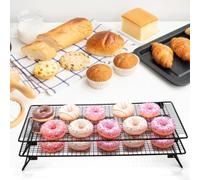 FUANA Grille de refroidissement pliable avec pieds pliants, grille en acier au carbone, grille de cuisson pour rôtir, circulation d'air optimisée, passe au four, rangement facile, noir, 42,5 x 27,7 cm