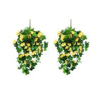 FUANA Guirlande de fleurs artificielles en soie à suspendre pour intérieur et extérieur - 65 cm - 2 brins - Décoration murale (D)