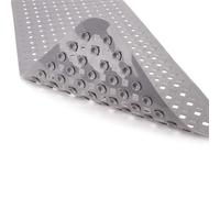 FUANA Homerella Tapis de bain antidérapant avec 260 ventouses pour la douche Homerella en PVC souple pour peaux sensibles, lavable en machine, trous de drainage, crochets, blanc clair, 86,5 x 39,5 cm