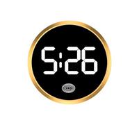 FUANA Horloge de voiture multicolore lumineuse en ABS pour tableau de bord avec bouton tactile et installation autocollante, noir