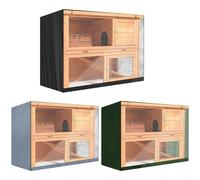 FUANA Housse de clapier à lapins pour utilisation en extérieur 122 x 50 x 105 cm, imperméable, coupe-vent, protection UV, avec rideau avant transparent et système de ventilation, ustensiles de cuisine