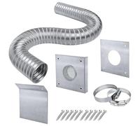 FUANA Kit d'admission d'air frais pour poêle à granulés, tuyau en aluminium de 5,1 cm de diamètre avec plaque de montage en acier inoxydable 304, comprend coude, pinces et housse de pluie, 152,4 cm de