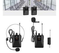 FUANA Kit de microphone sans fil UHF avec casque, cravate et émetteur ceinture pour karaoké, conférences, audio clair ≤ 0,5 % de distorsion, câble d'écouteurs